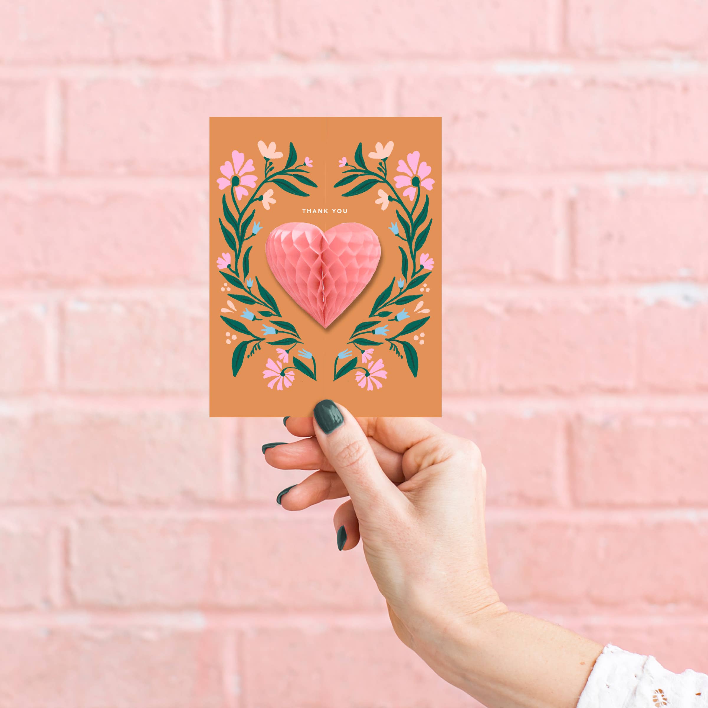 Pop-up Folk Heart Thank You Card