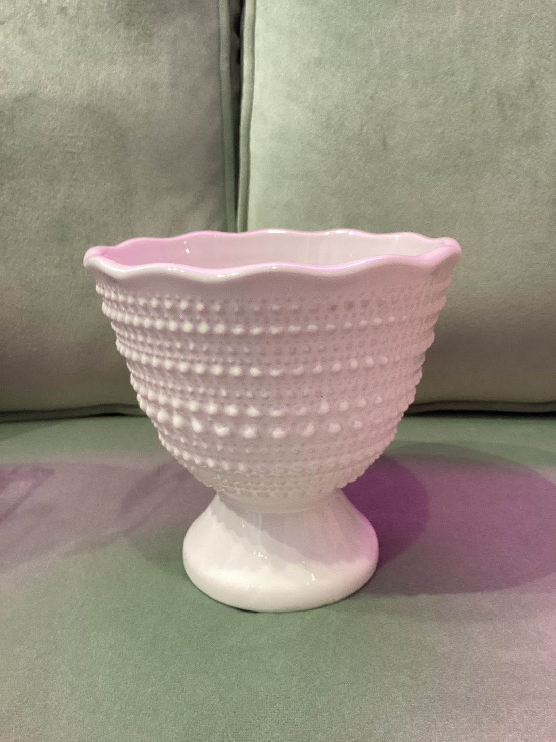 White Ceramic Hobnail Compote