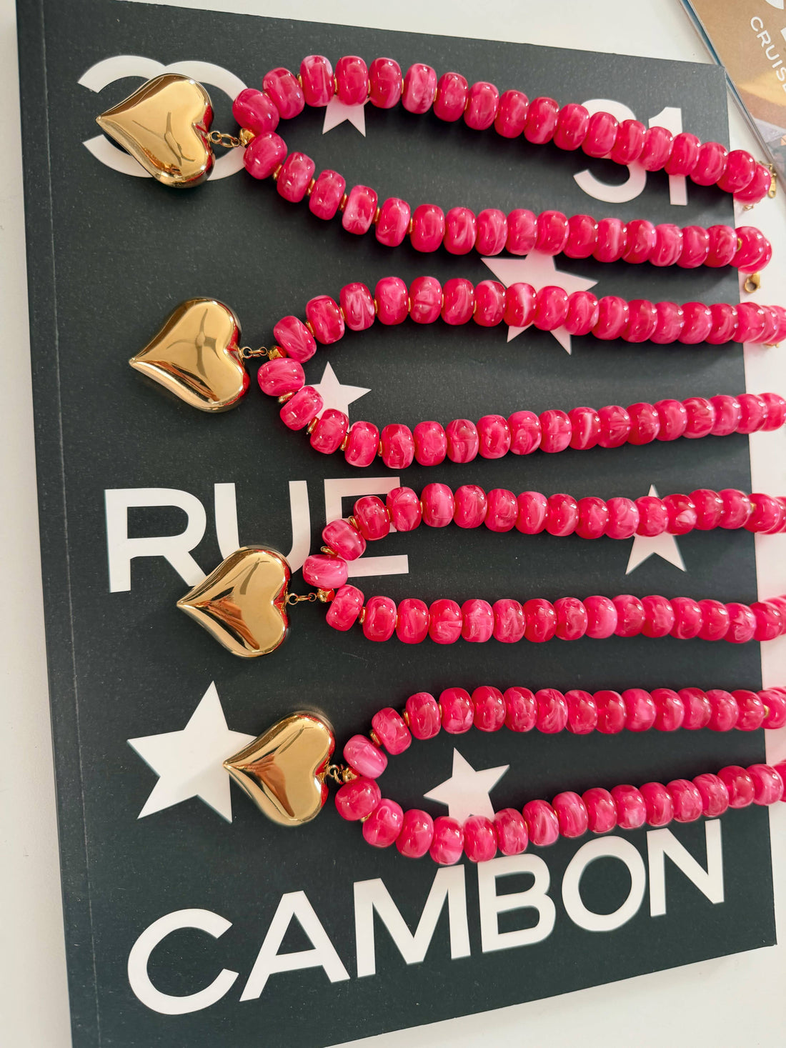 Pink Beaded Heart Necklace