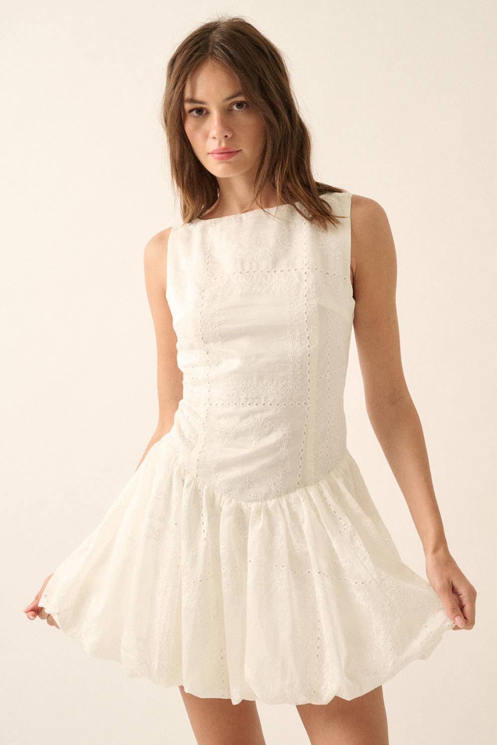 Eyelet Lace Drop-Waist Dress