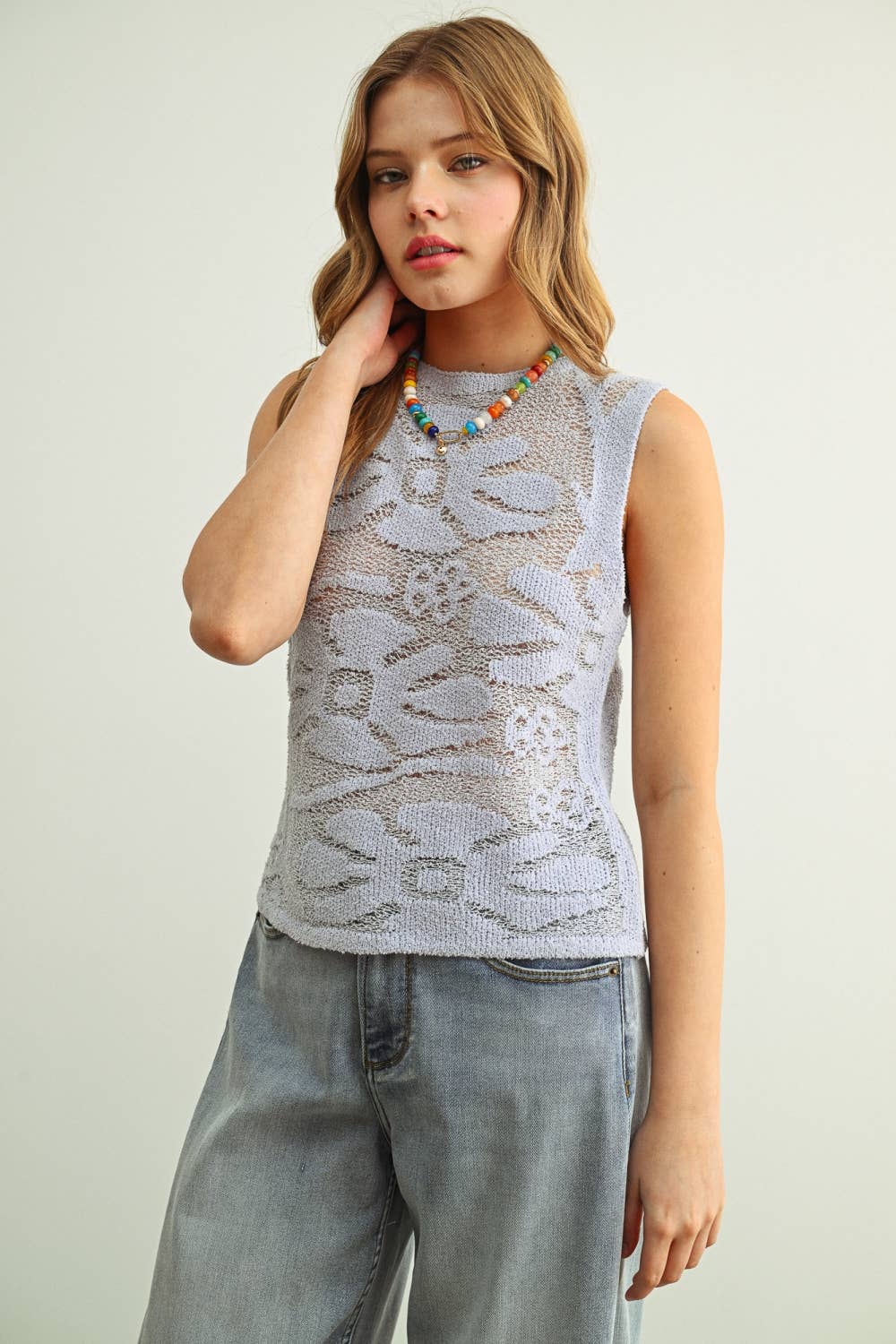 Floral Knitted Sleeveless Top