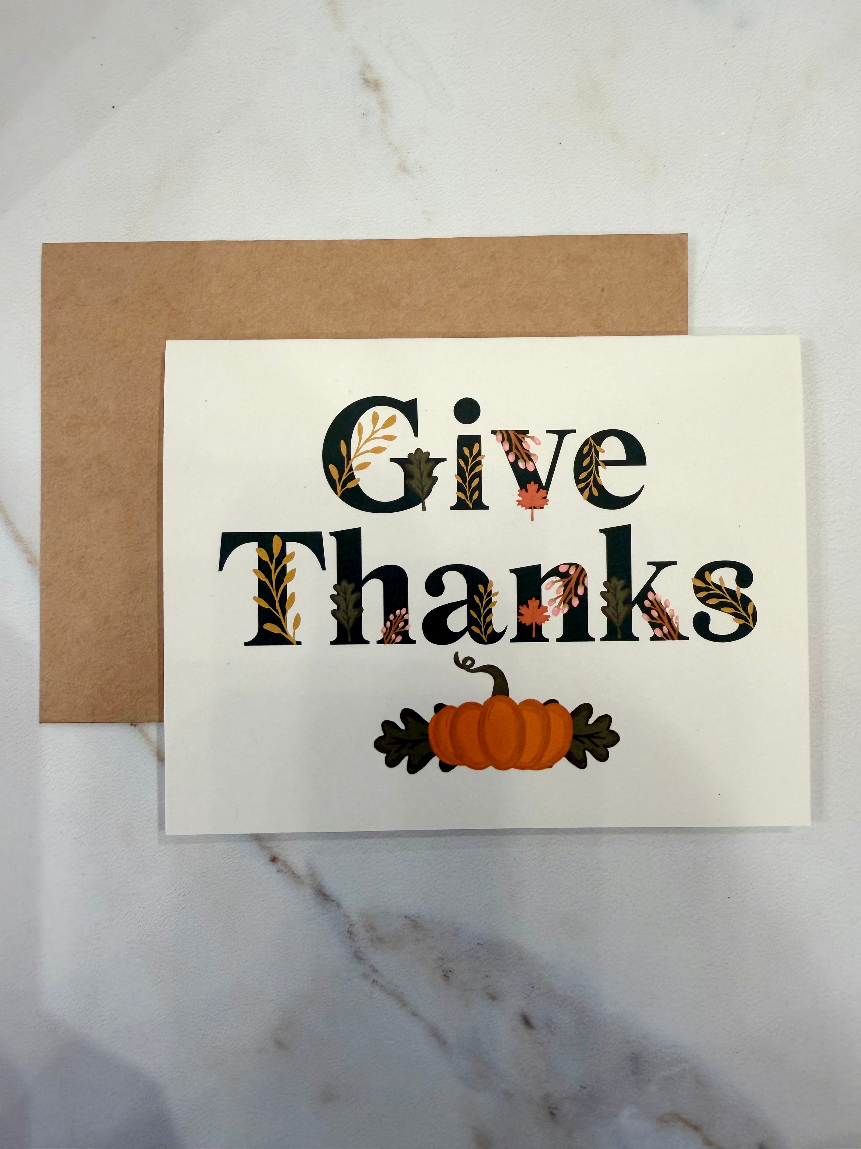 Give Thanks Floral/Pumpkin Card