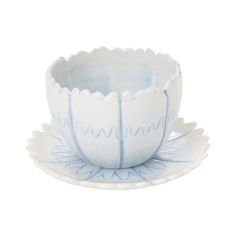 Little Flower Pot w/ Saucer - Blue