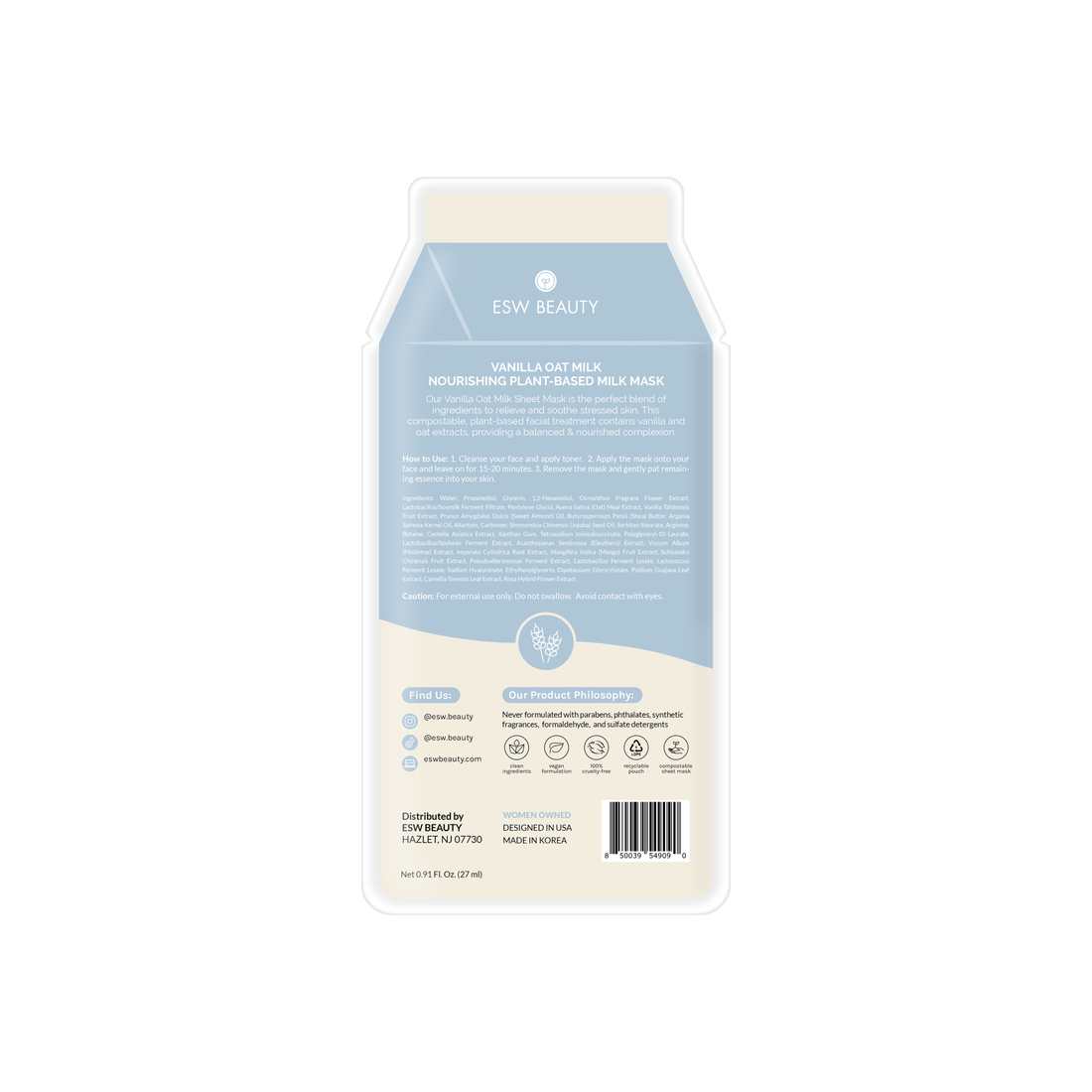 Vanilla Oat Milk Sheet Mask