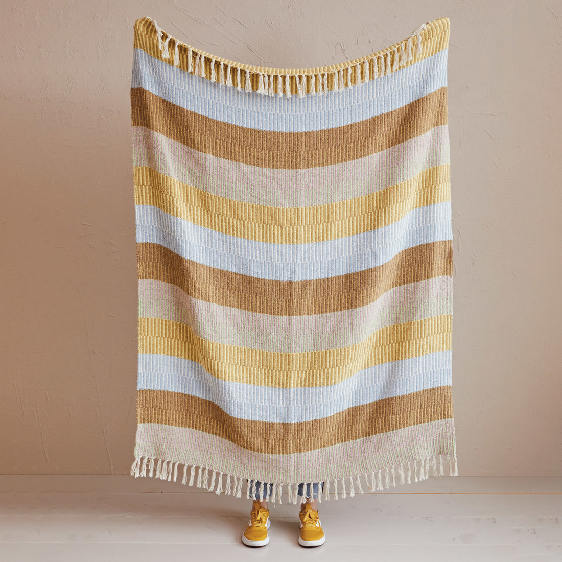Recycled Cotton Blend Striped Throw