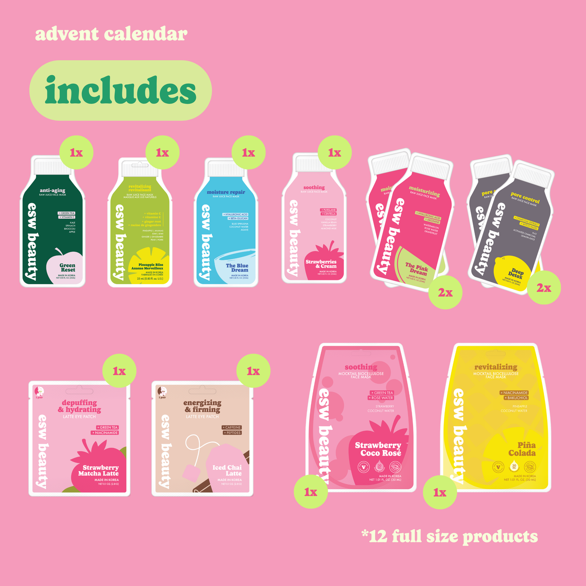 12 Days of Face Masks Advent Gift Set