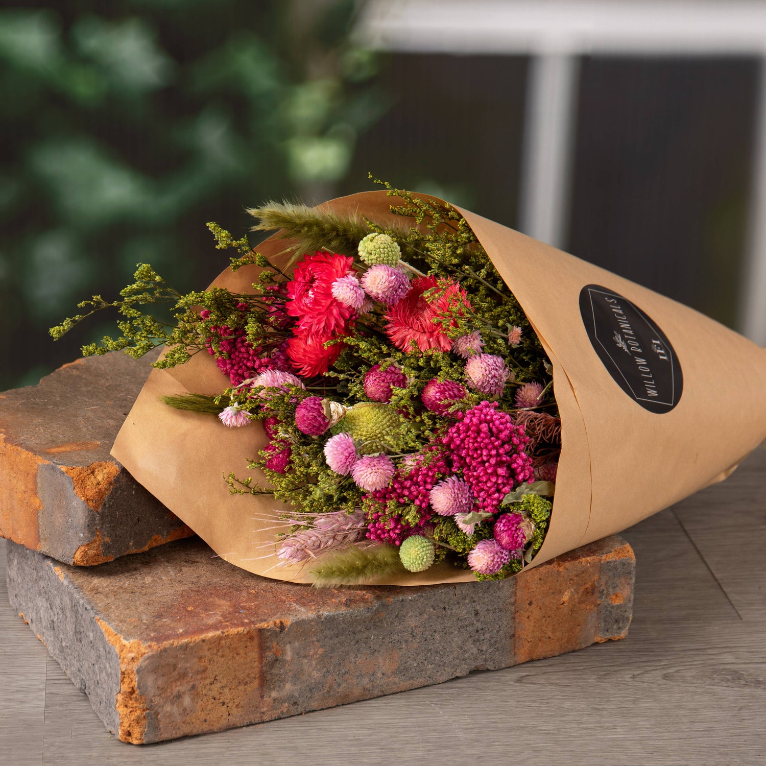 Dried Pink and Green Bouquet
