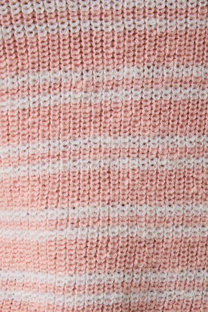 Salmon/White Striped Sweater