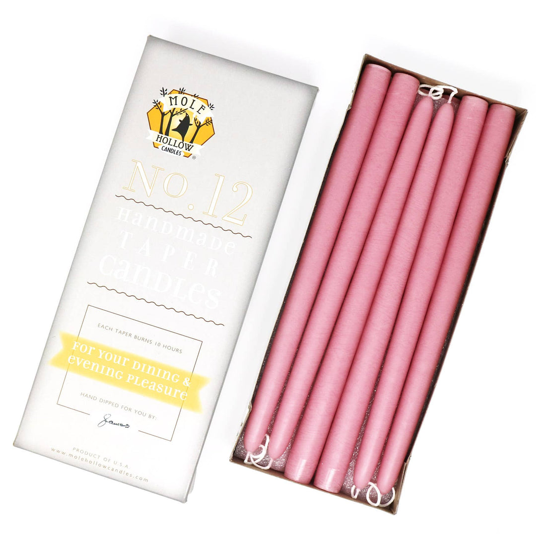 Taper Candles Pair - Dusty Rose