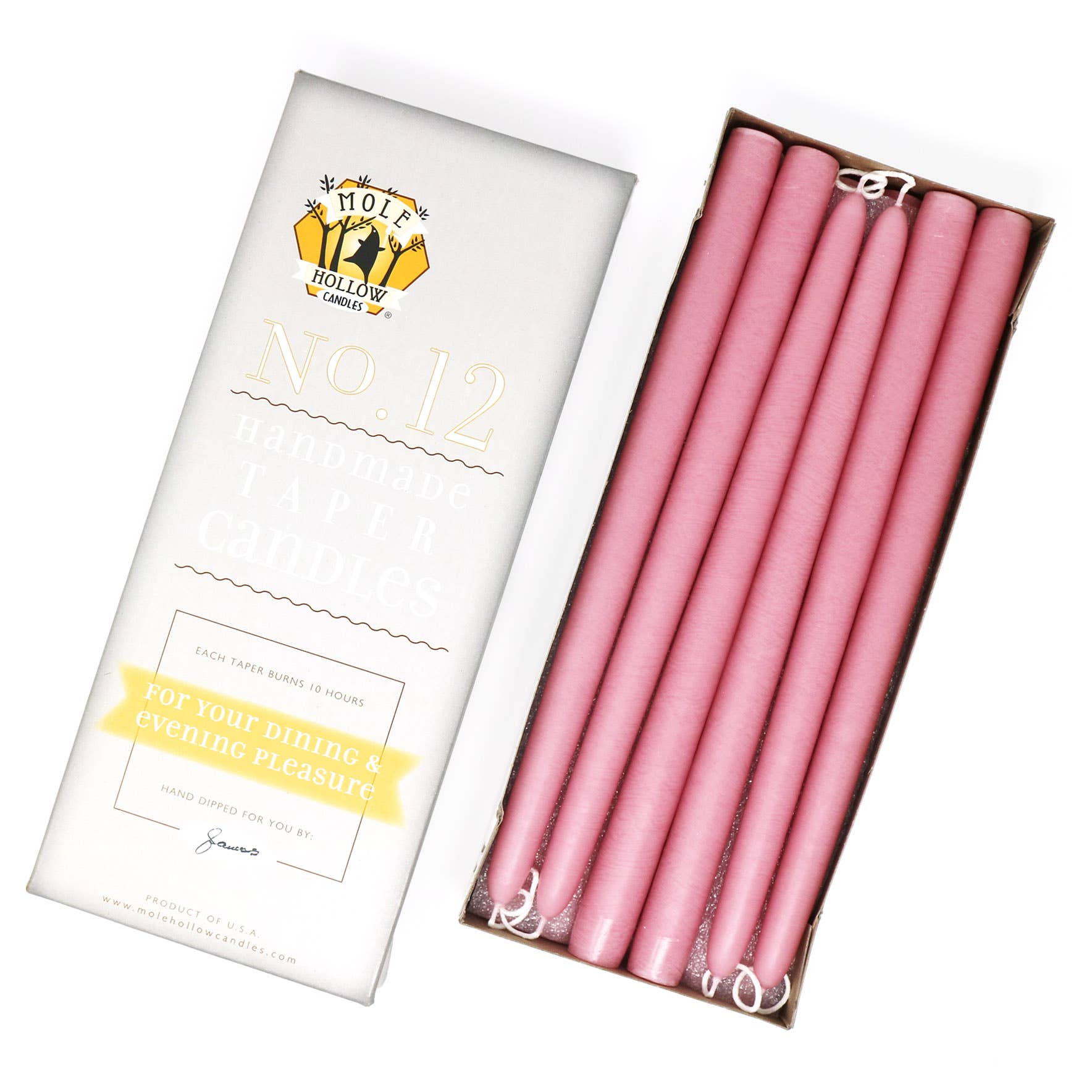 Taper Candles Pair - Dusty Rose