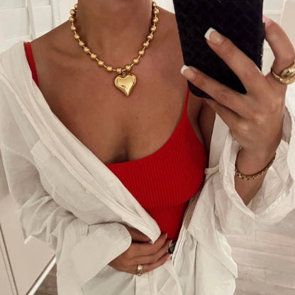 Gold Bubble Heart Necklace