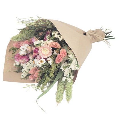 Dried Pink Strawflower Love Bouquet Size M