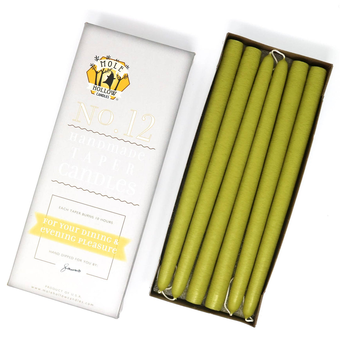Taper Candles Pair - Granny Smith Green
