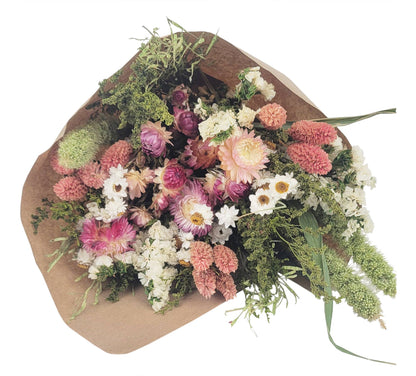 Dried Pink Strawflower Love Bouquet Size M