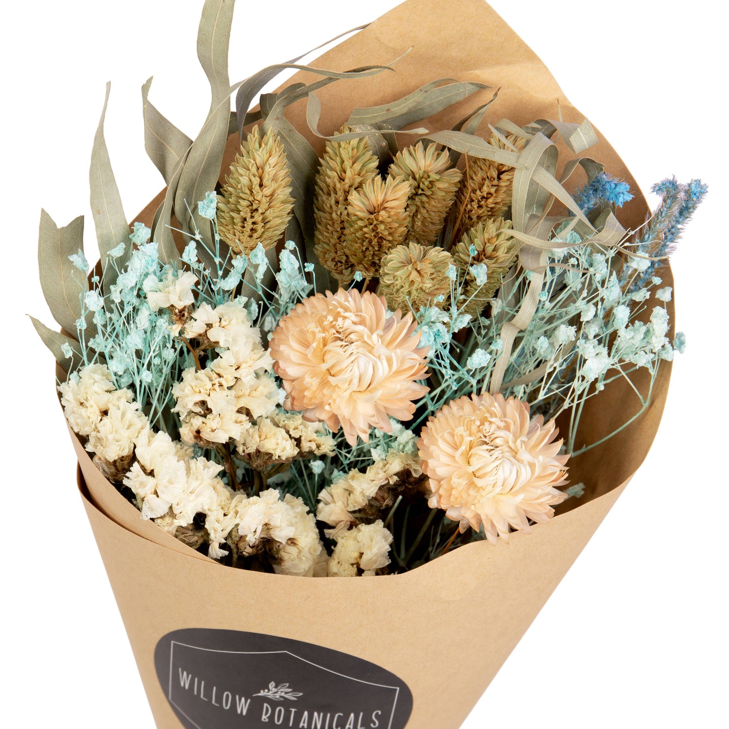 Dried Aqua and Cream Bouquet