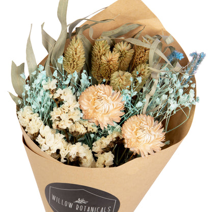 Dried Aqua and Cream Bouquet