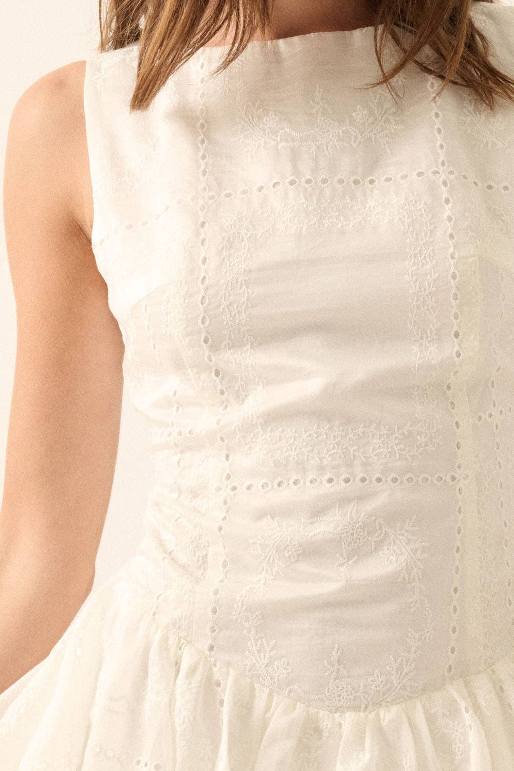 Eyelet Lace Drop-Waist Dress
