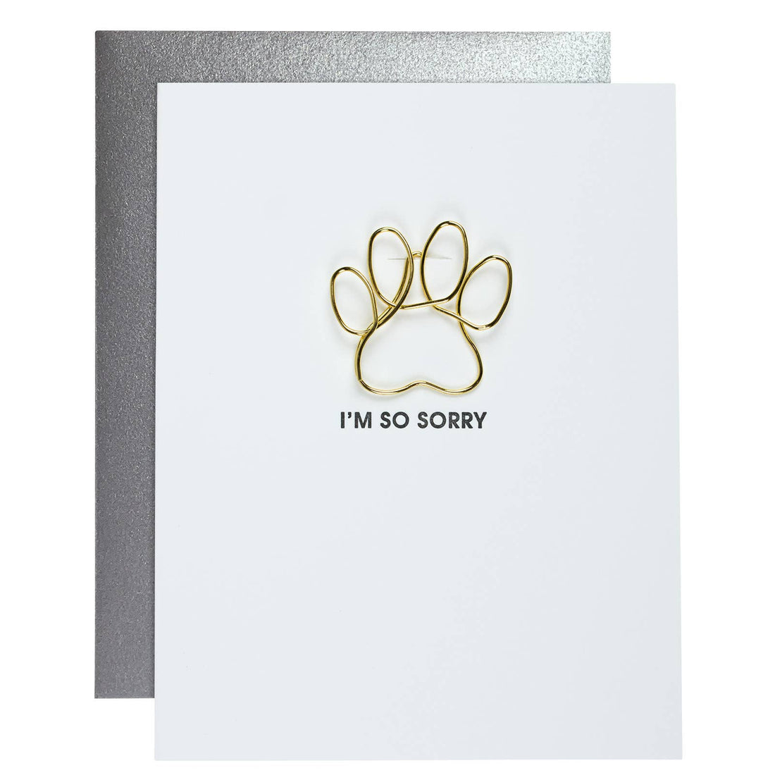 I Am So Sorry - Sympathy Paw Print Letterpress Paper Clip Greeting Card