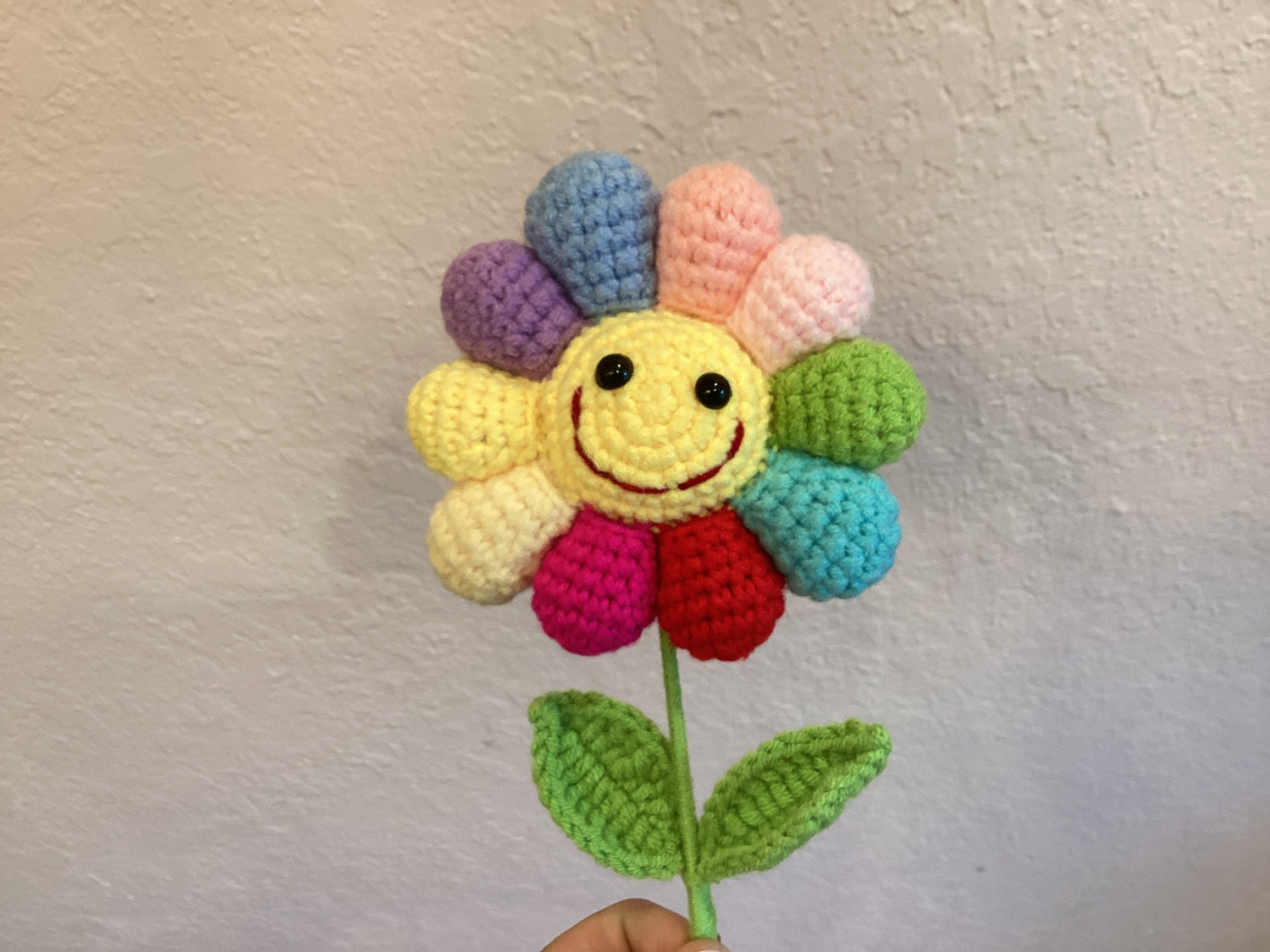 (Knit Rainbow Smiley Sunflower