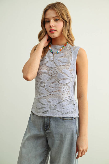 Floral Knitted Sleeveless Top