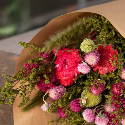 Dried Pink and Green Bouquet