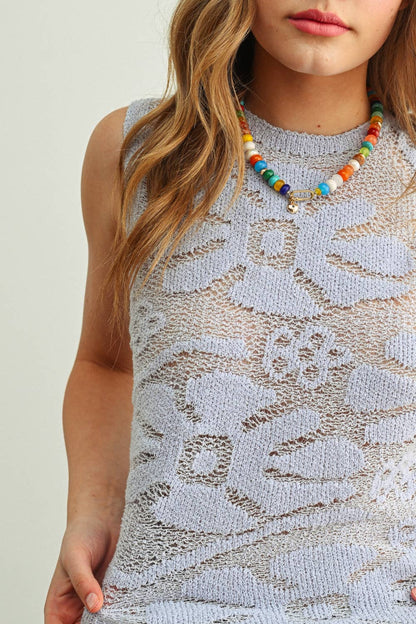 Floral Knitted Sleeveless Top