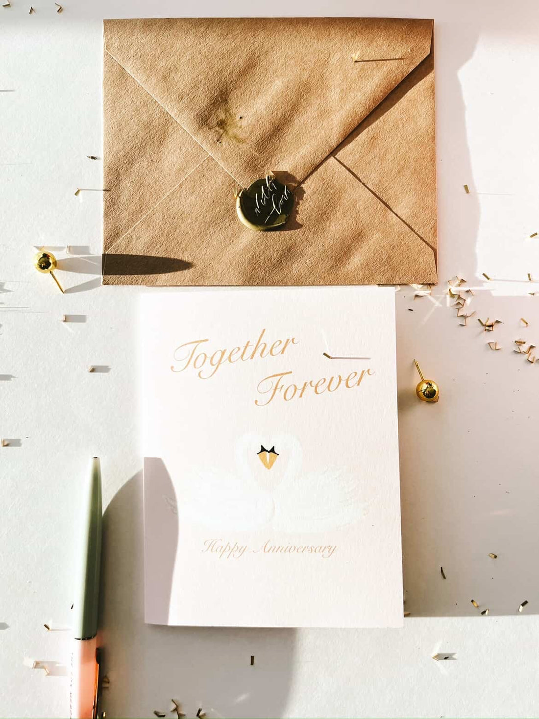 Together Forever Swans Anniversary Card
