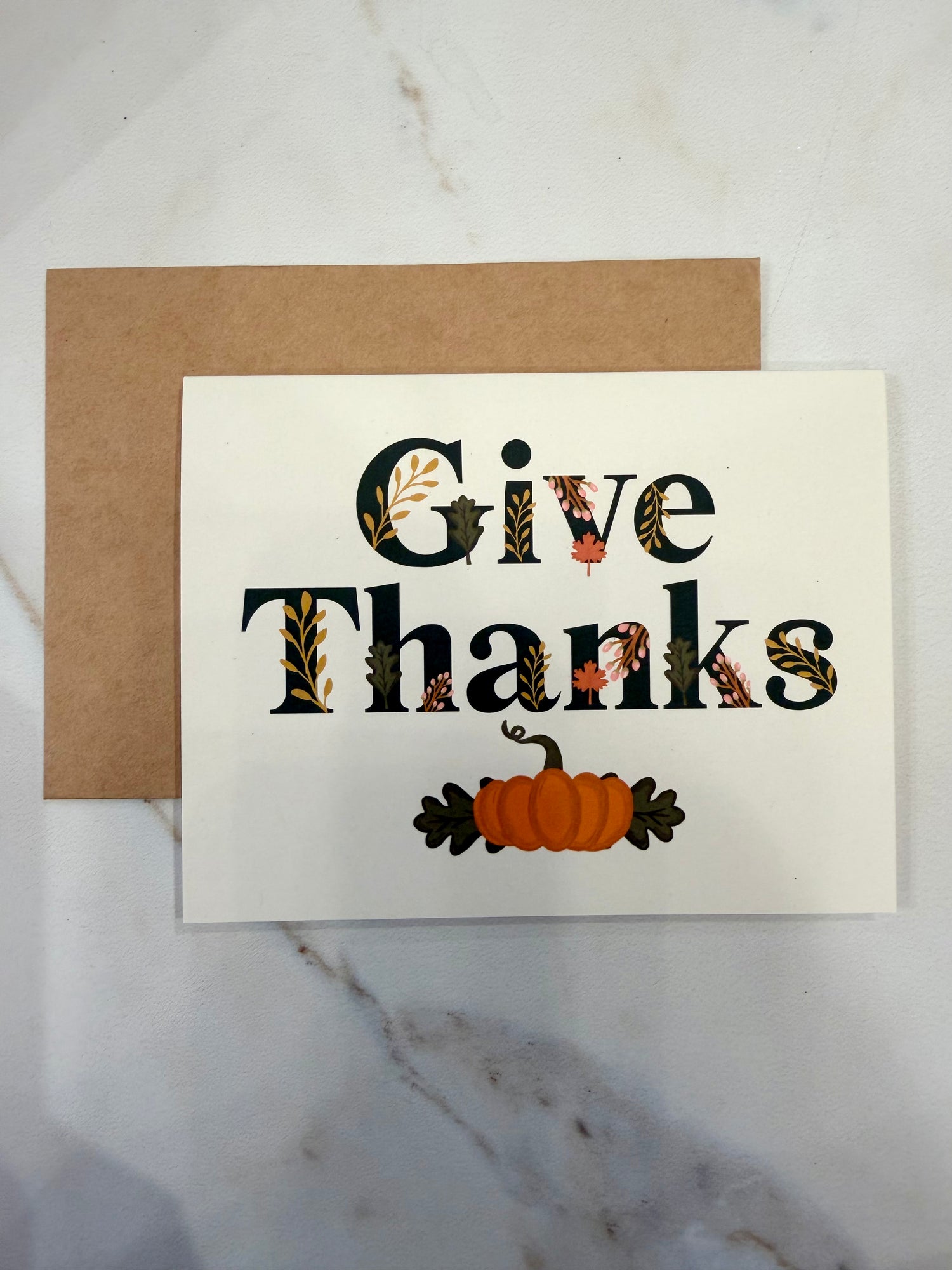 Give Thanks Floral/Pumpkin Card
