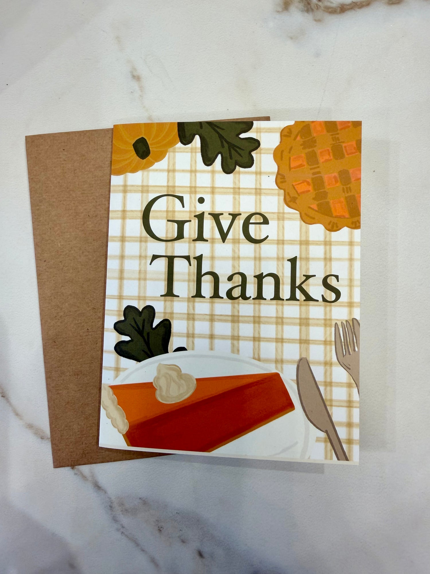 Give Thanks Plaid/Pumpkin Pie Card