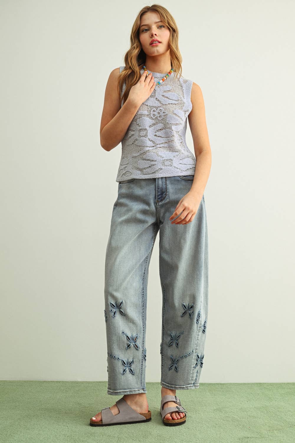 Floral Knitted Sleeveless Top