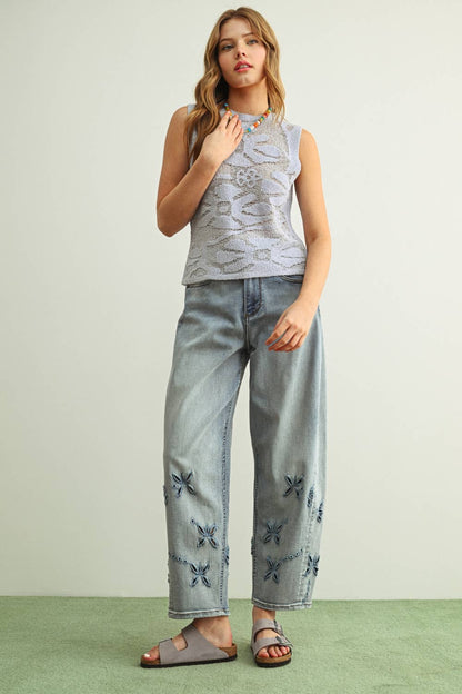 Floral Knitted Sleeveless Top