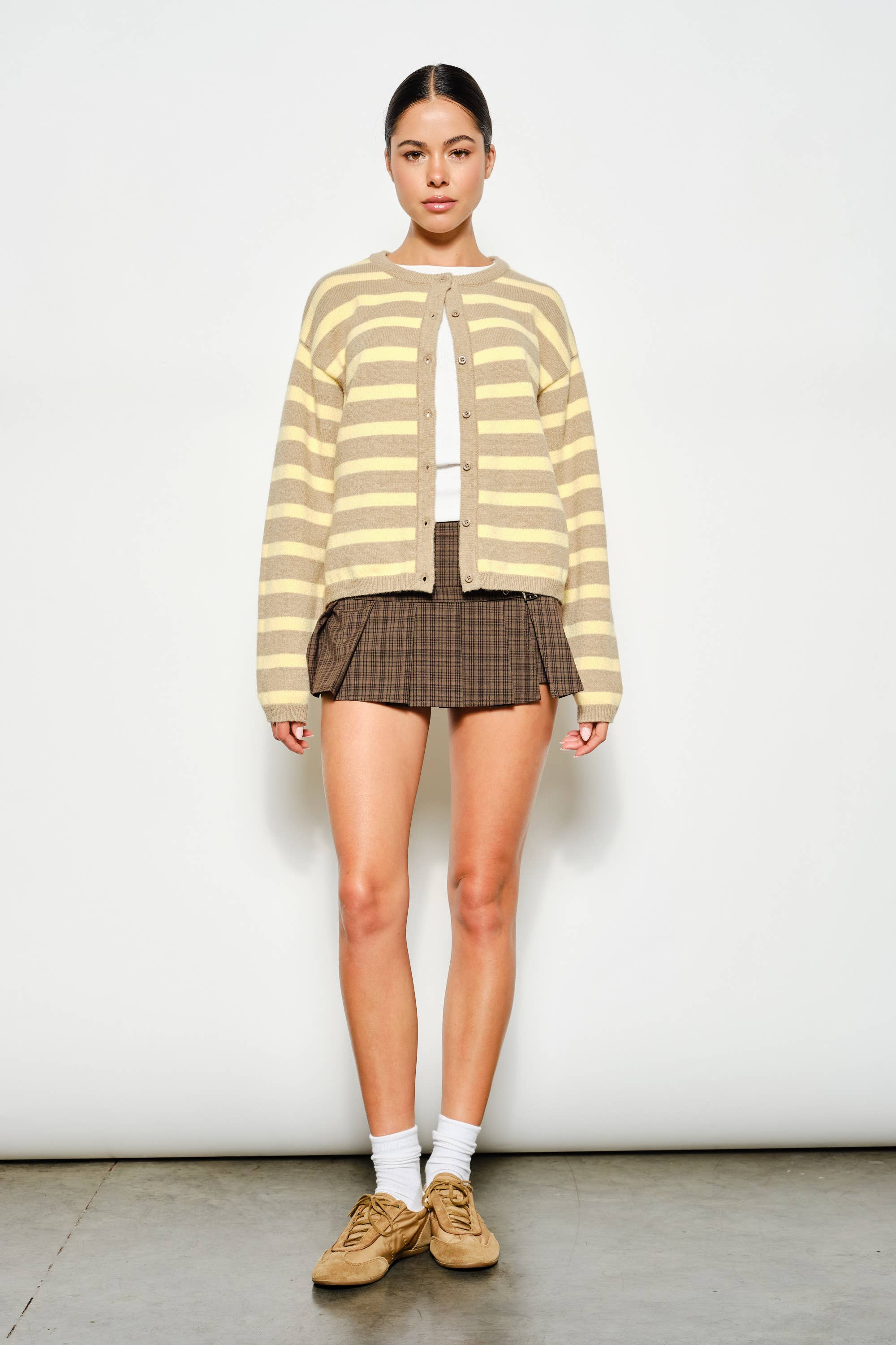 Beige/Butter Yellow Striped Cardigan