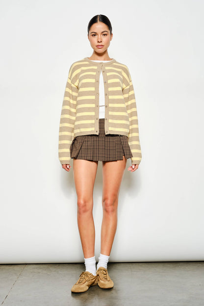 Beige/Butter Yellow Striped Cardigan