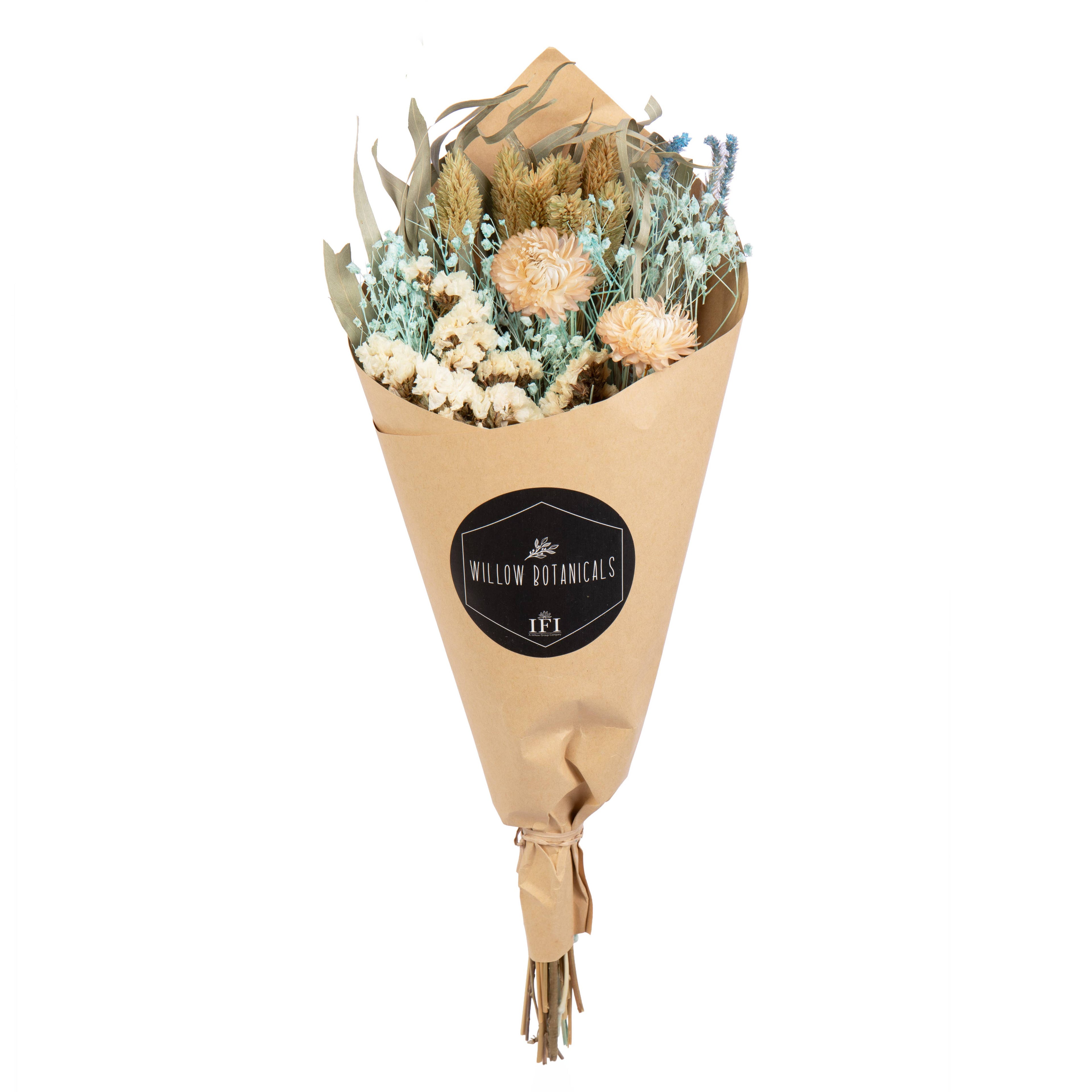 Dried Aqua and Cream Bouquet