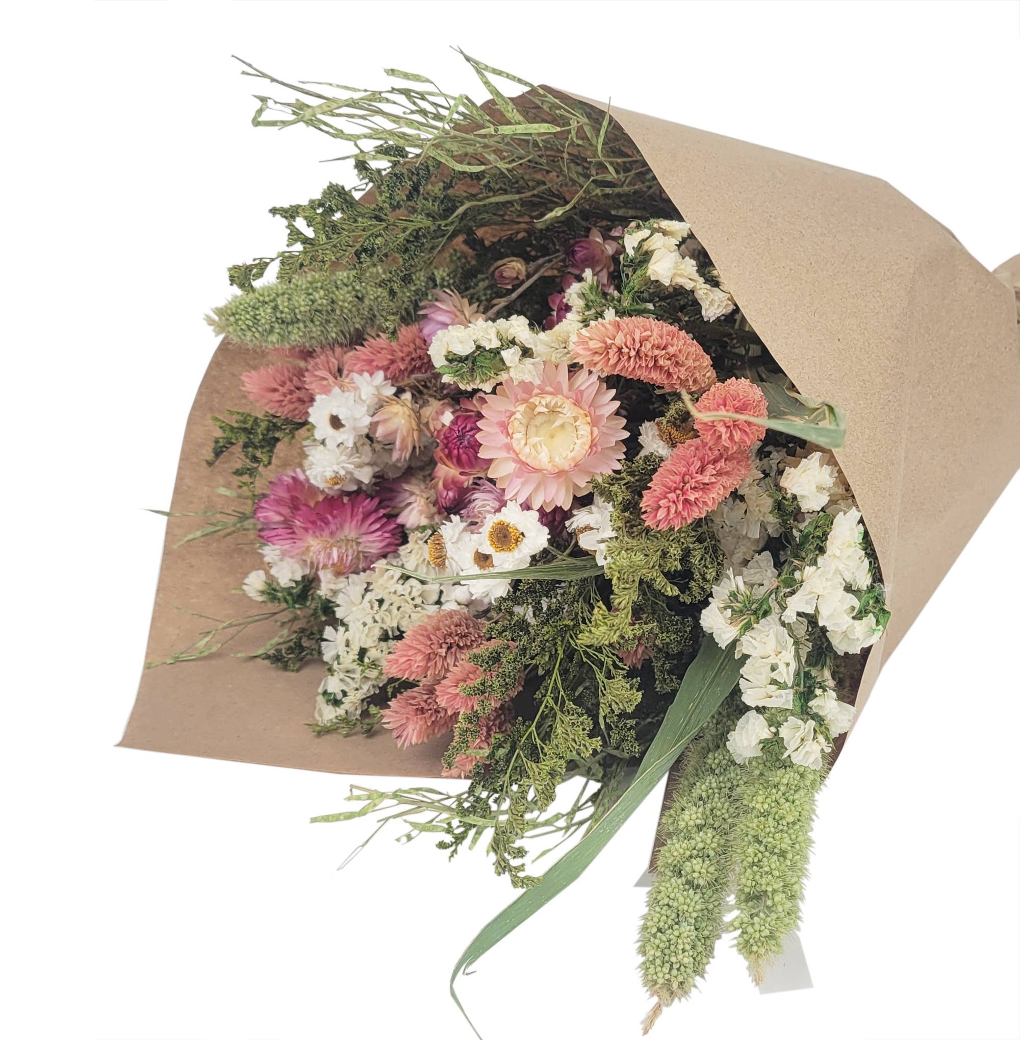 Dried Pink Strawflower Love Bouquet Size M