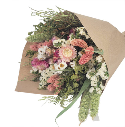 Dried Pink Strawflower Love Bouquet Size M