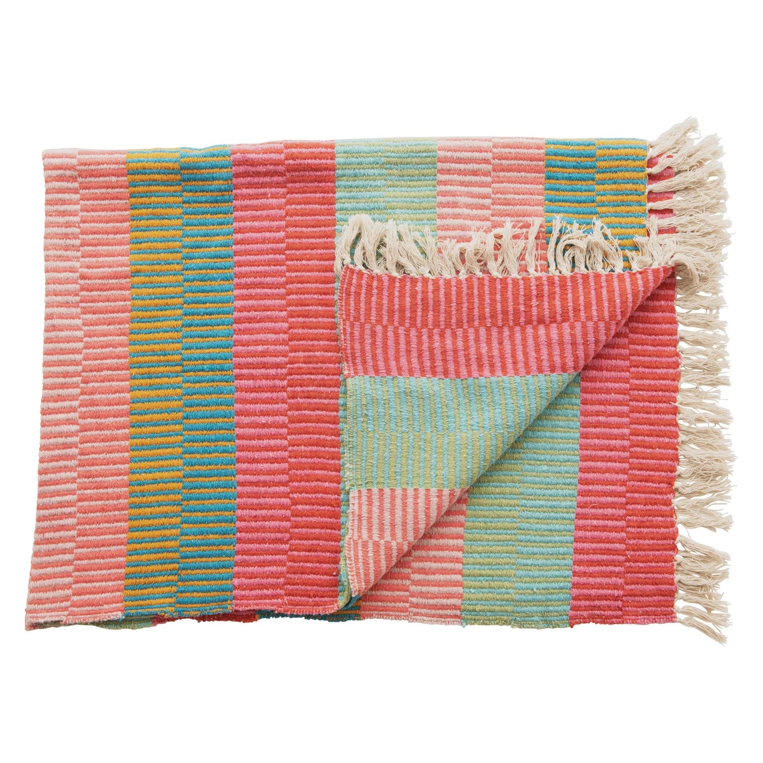 Recycled Cotton Blend Striped Throw