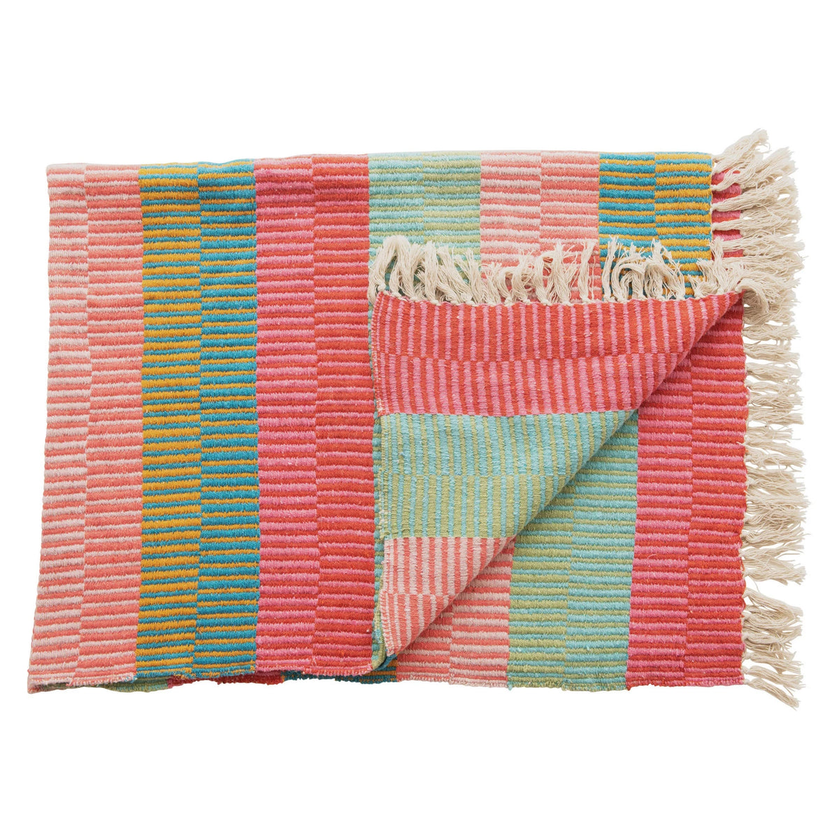 Recycled Cotton Blend Striped Throw