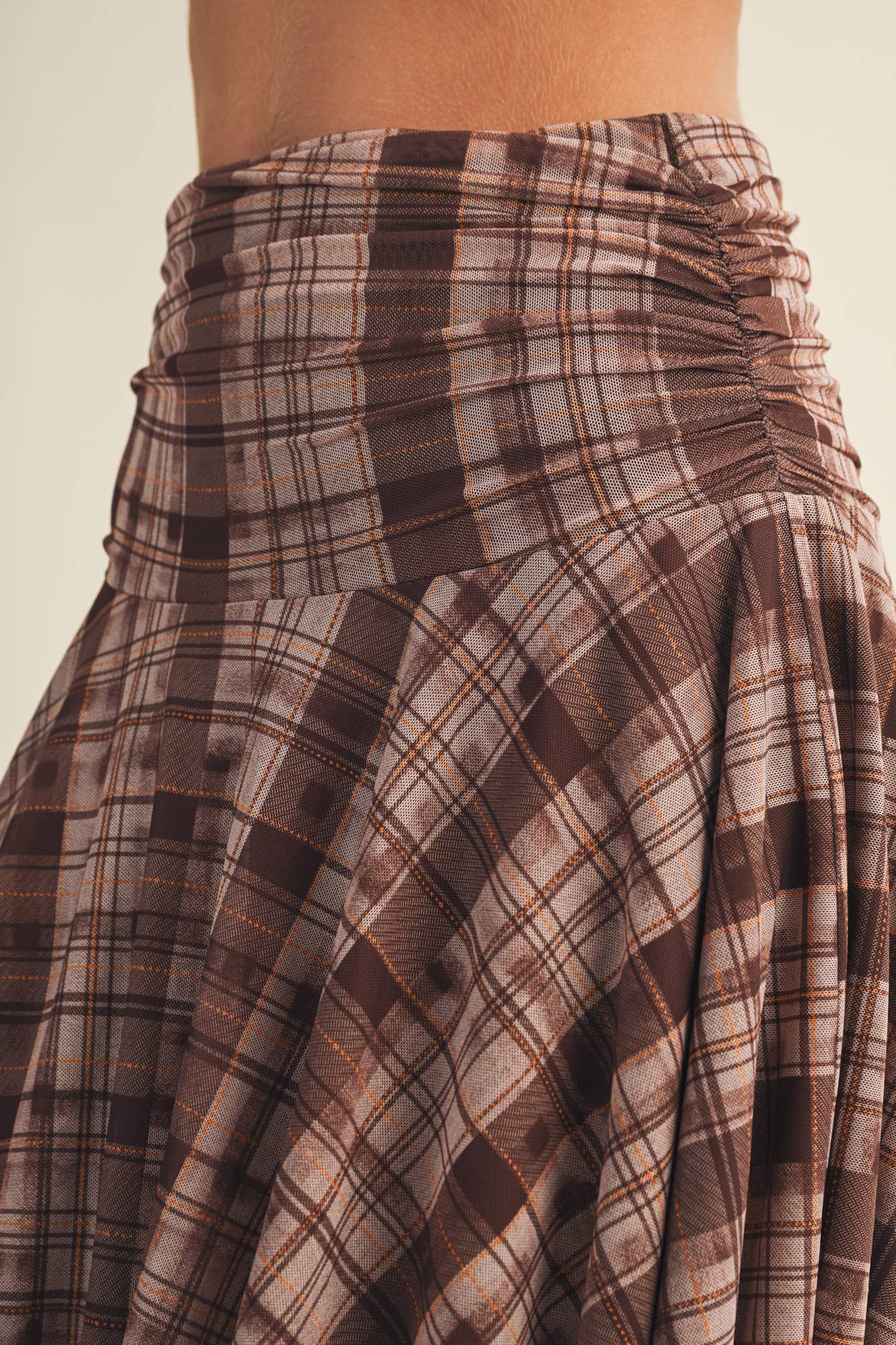 Plaid Handkerchief Hem Midi Skirt