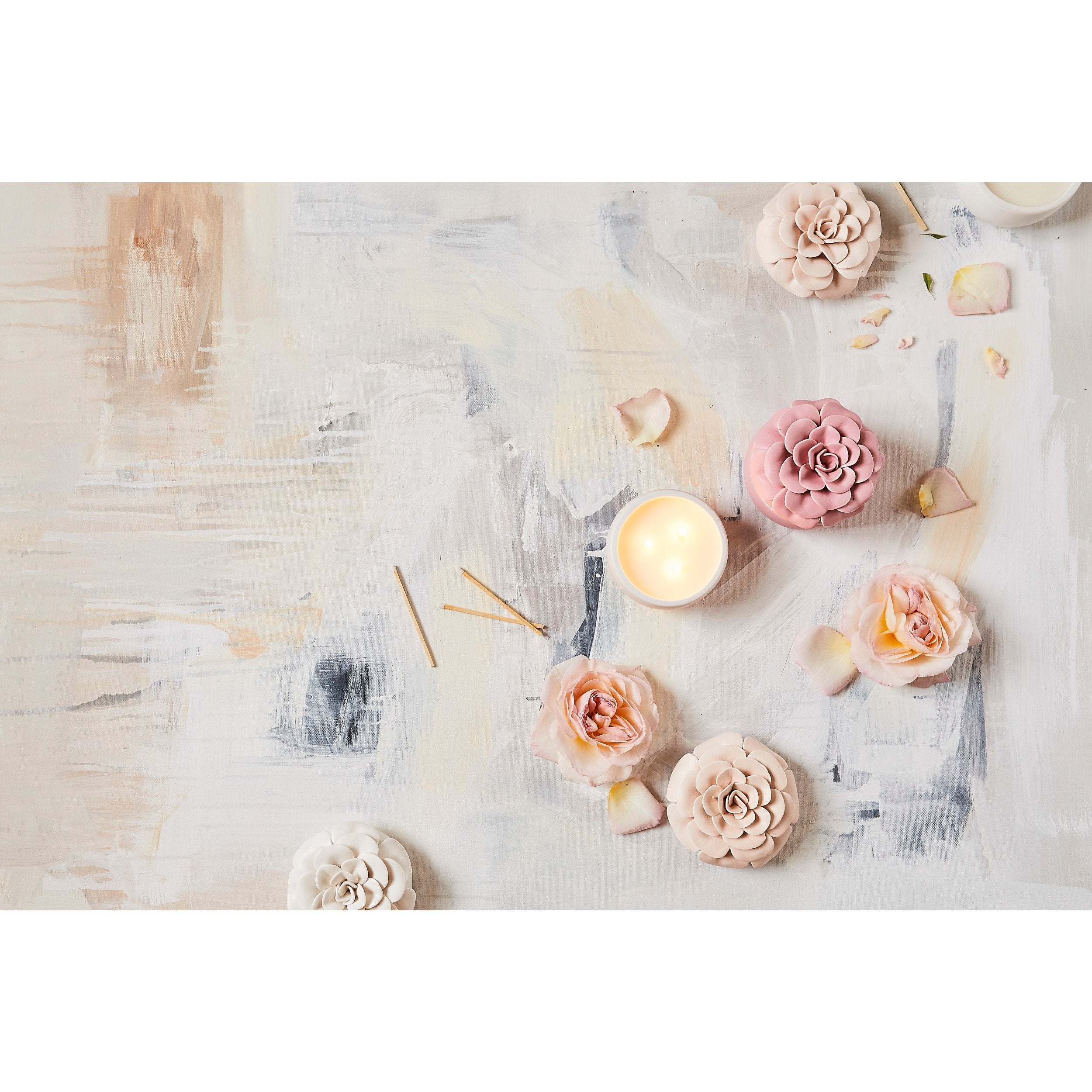 Coconut Milk Mango Ceramic Flower Candle