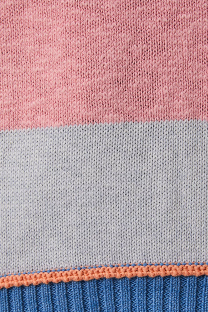 Pink/Periwinkle Striped Boat Neck Sweater