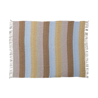 Recycled Cotton Blend Striped Throw