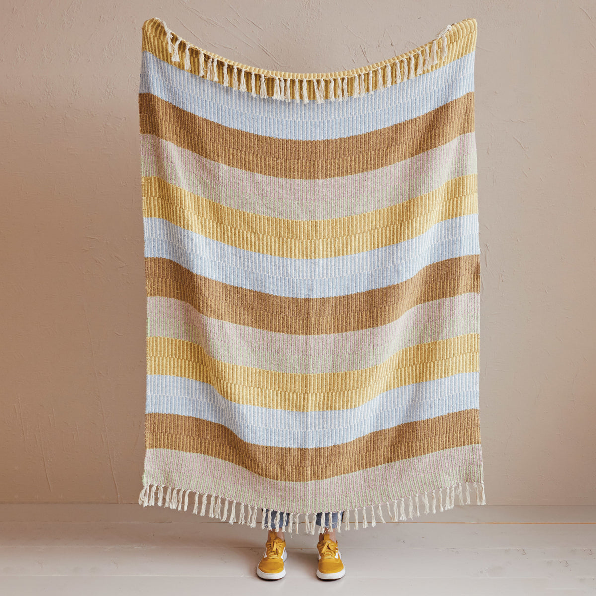 Recycled Cotton Blend Striped Throw