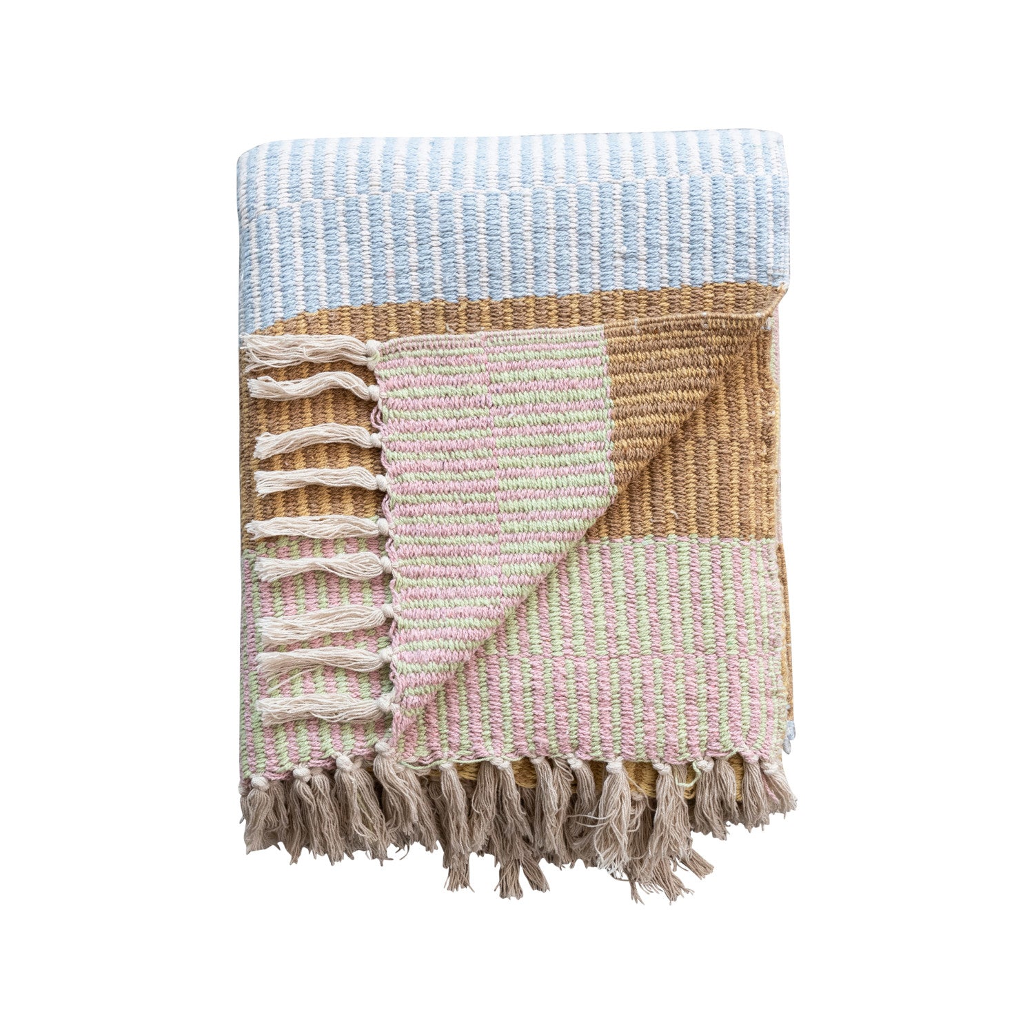 Recycled Cotton Blend Striped Throw
