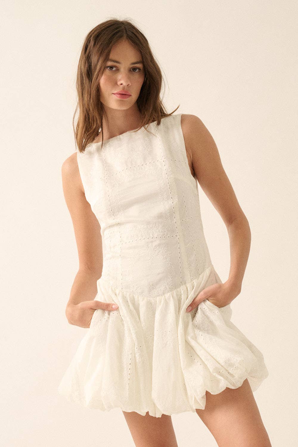 Eyelet Lace Drop-Waist Dress