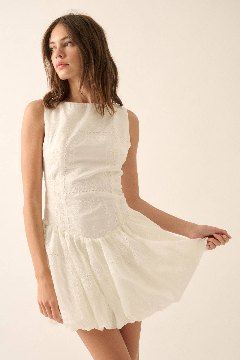 Eyelet Lace Drop-Waist Dress