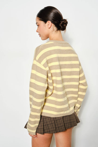 Beige/Butter Yellow Striped Cardigan