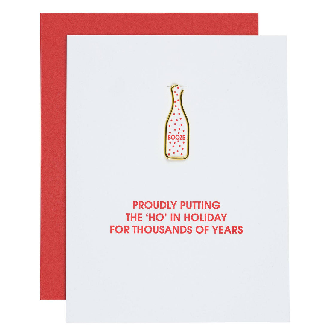 Ho in Holiday Letterpress Card with Bottle Paper Clip