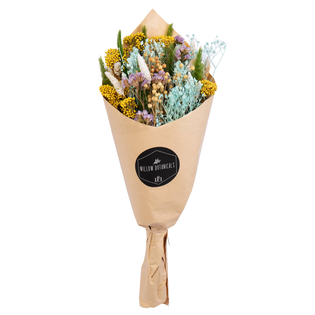 Dried Green, Yellow and Blue Bouquet